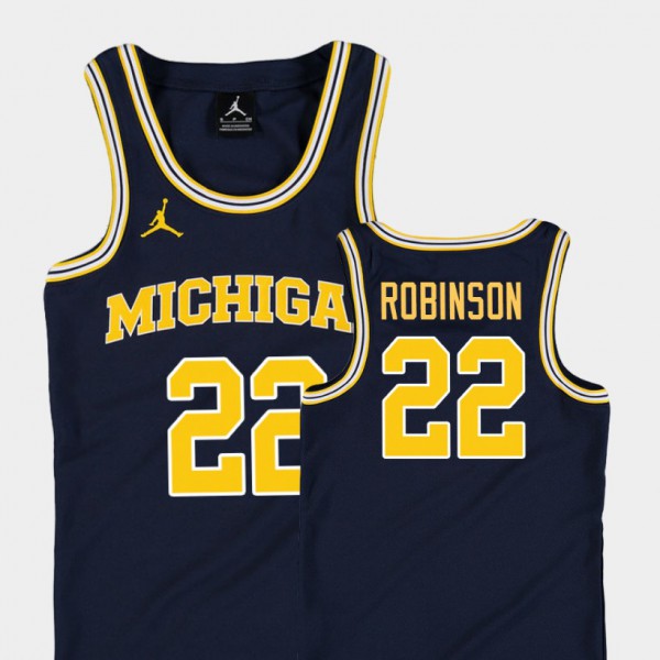 Michigan #22 Kids Duncan Robinson Jersey Navy NCAA Replica College Basketball Jordan